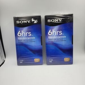 Sony VHS T120VR 6 Hours Premium Grade Blank VHS Cassette Tapes - set of 2